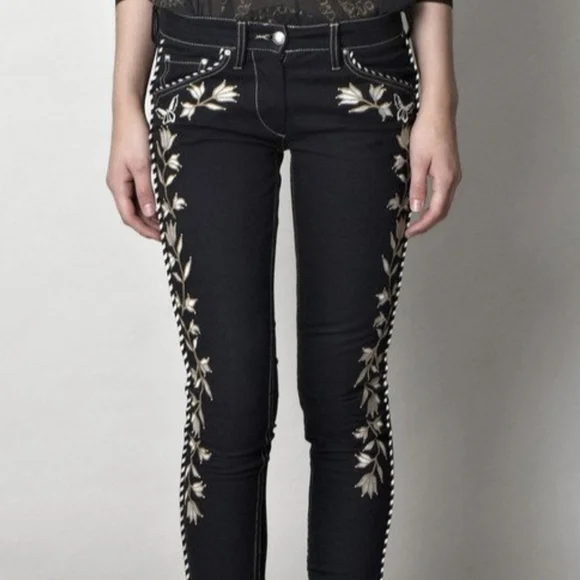 Isabel Marant Western Embroidered Floral Button Cuff Runway Jeans - Picture 6 of 9